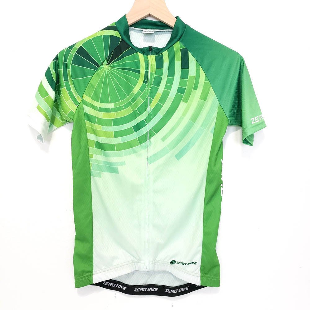 Zero Bike Cycling SIZE S Green Jersey Bike Top Short Sleeve Full Zip Unisex